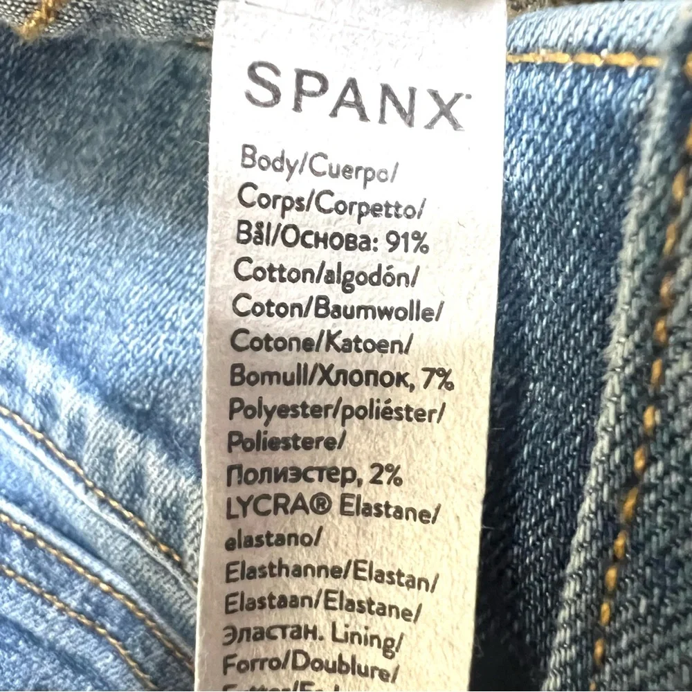 Spanx High Rise Straight Leg Pull On Stretch Jeans Vintage Indigo Womens 1X Tall - Picture 10 of 11